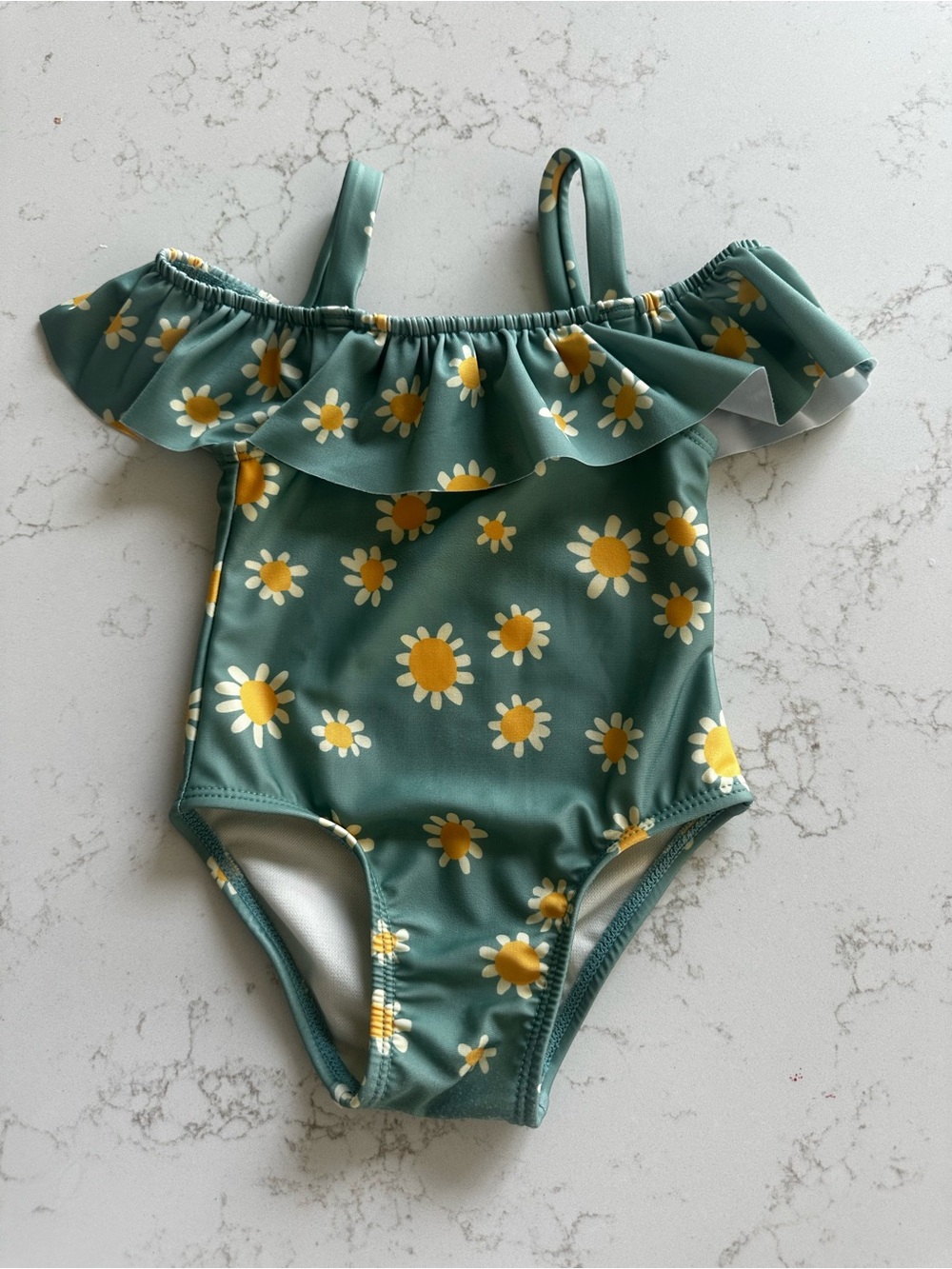 Green Floral Swimmie with Yellow Daisies